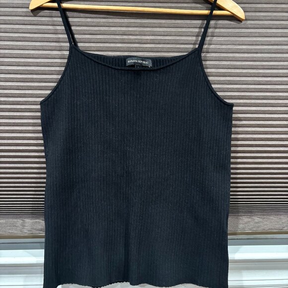 Banana republic women black ribbed tank w spaghetti straps SZ: Large - Picture 1 of 8